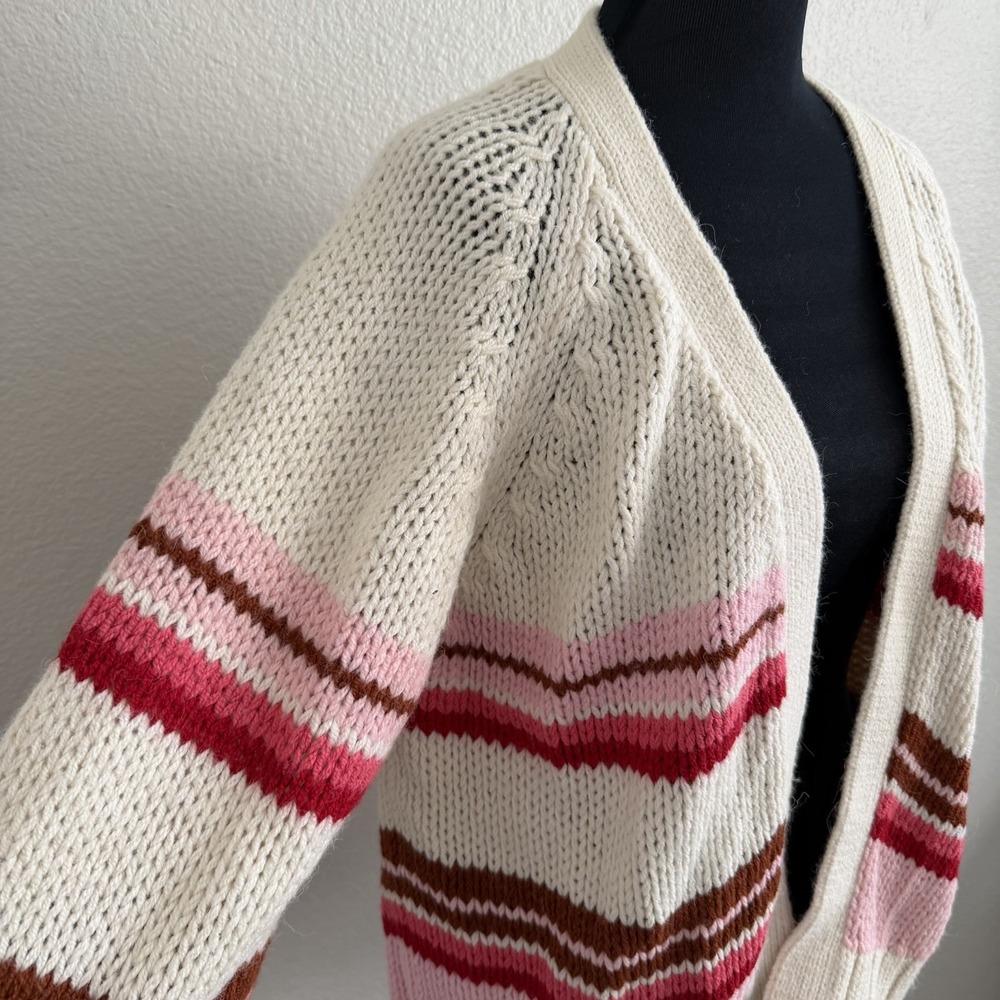 XíRENA Striped Cardigan XS Chunky Knit Boho Oversized Open Front Alpaca Blend - Picture 7 of 12